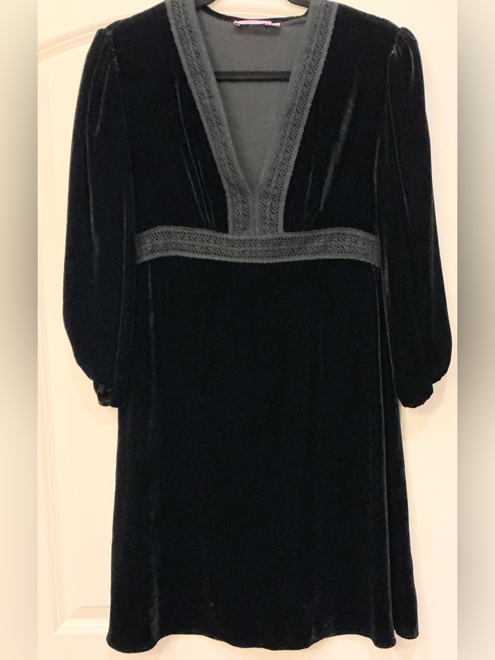 Calypso Christiane Celle Silk Rayon Velvet Mini Dress Black Small